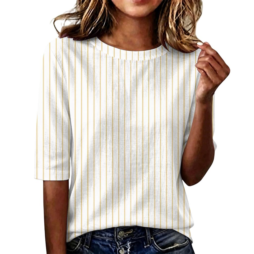 Camiseta de Manga Corta para Mujer, Corte Holgado, Casual, Ligera, Cuello Redondo, Cómoda para el Uso Diario, Blusa Adecuada para Diversas Ocasiones