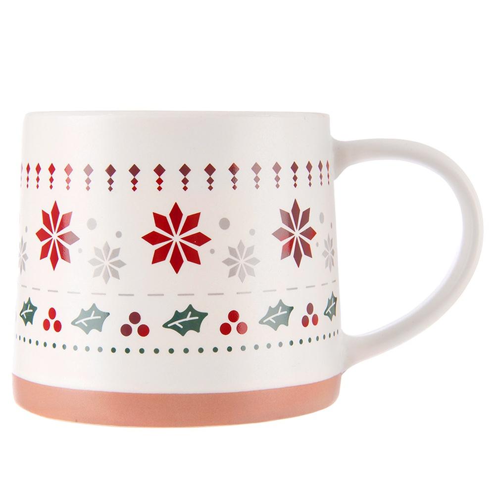 Kubek Porcelanowy do Kawy Herbaty Ziół Napojów Zimowy Świąteczny 380 ml