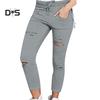 DYS Damen-Kleidung, Übergröße, Kordelzug, hohe Taille, Bleistifthose, zerrissene, dünne Leggings