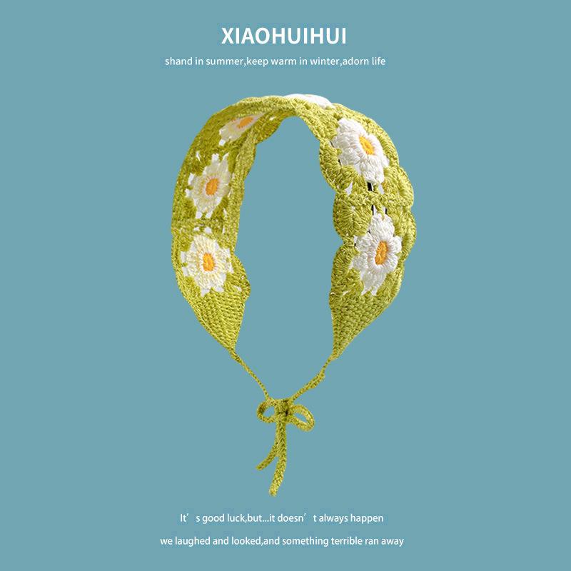 Girly Women's Small Mushroom Knitted Handmade Sweet Crochet Retro Geometric Korean Style Cute Strap Hair Headband Gift