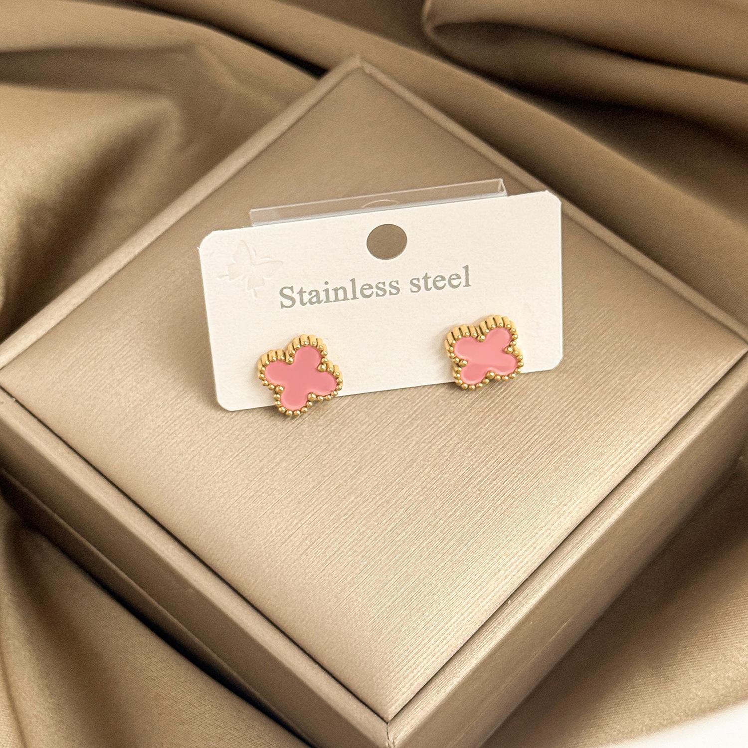 

Серьги Четырехлистный клевер 13 мм, 18K вакуумное электролитическое покрытие, не тускнеющие женские серьги