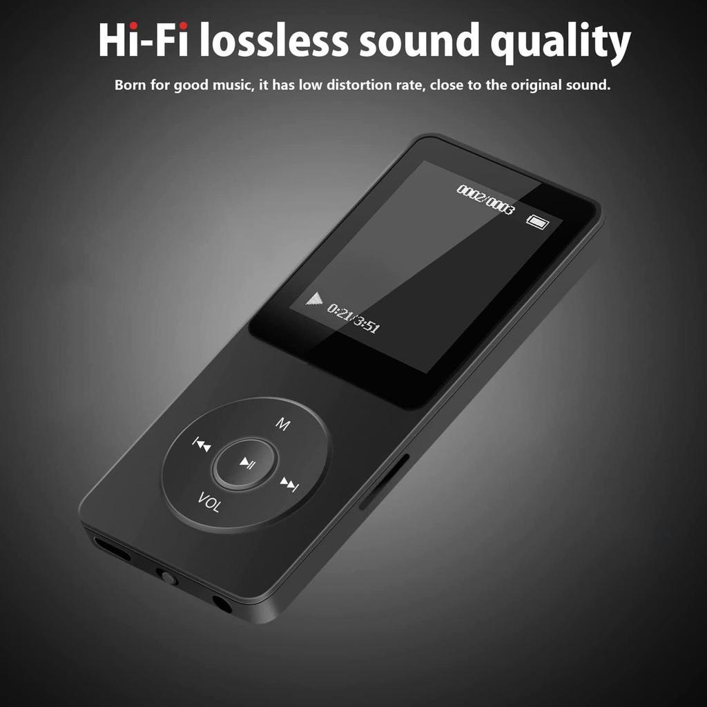 Acogedor Bluetooth 5.0 MP3 MP4 Player, 1.77-inch LCD Digital HiFi Lossless Music Player, Supports FM Radio, Recorder, E-book, HD Speaker, for Kids and