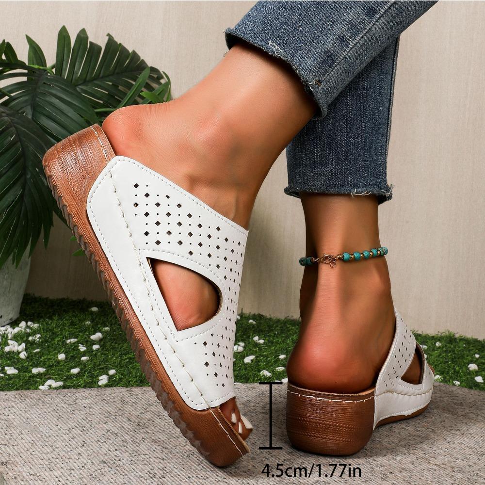 Fashion 2025 New Hollow Roman Sandals for Women Summer Open Toe Wedge Heel Beach Slippers Leisure High Heel Sandals Sandals