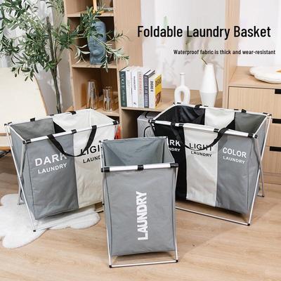 Large Folding Laundry Basket with Aluminum Frame - Home, Bathroom, Bedroom, Toy Storage, Dirty Clothes Hamper