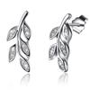 Silver Earrings with Cubic Zirconia Leaves - Studs - Gift for Women's Day Anniversaries - 925 Silver