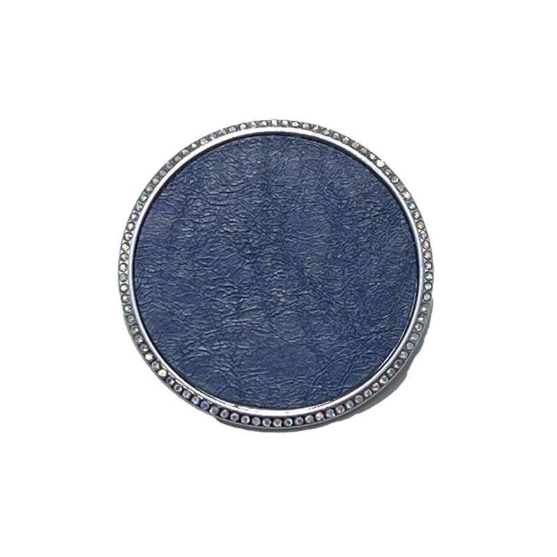 Car Bling Rhinestone Cup Holder Drink Pad Interior Decoration Anti-slip Mat Round Durable Metal&Leather Coaster Car Accessories