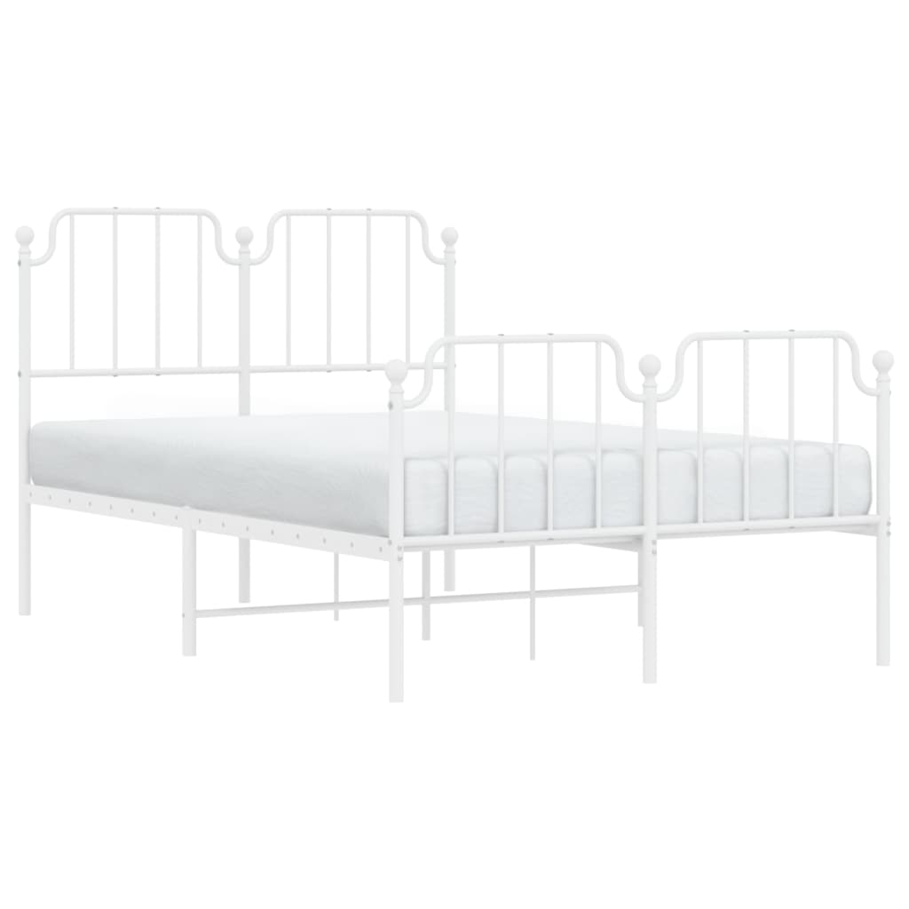 Metal Bed Frame with Headboard and Footboard White 120 x 200 cm