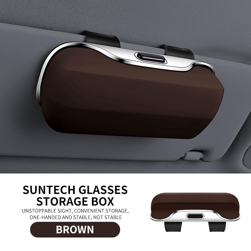 Multifunction Car Glasses Box Portable Car Sunglasses Holder Car Driving Glasses Holder Press Switch Eyeglass Case Sun Visor
