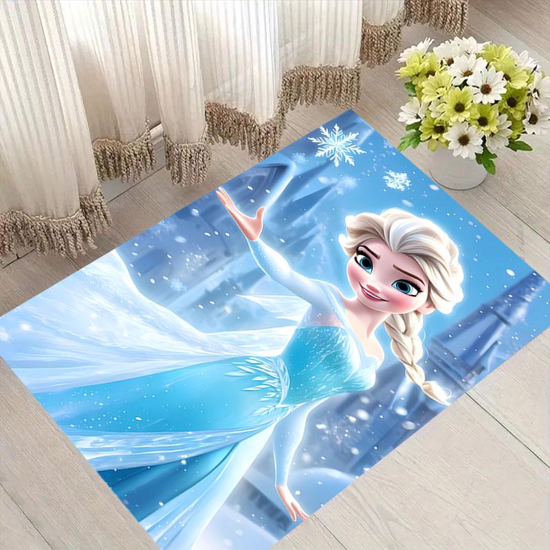 Elsa Queen cartoon pattern rug, Frozen theme, suitable for home, bedroom, bedside rug, and bathroom mat.
