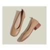 Super soft lambskin~ Small inner height increase of 6cm single shoes women's shallow mouth thick heel square head grandma shoes soft sole Doudou shoes
