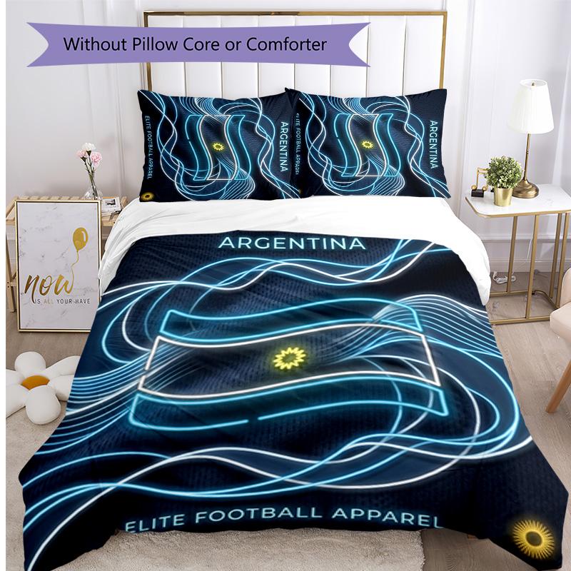 Set Biancheria da Letto Stampata Calcio Argentina 3 Pezzi Copriletto Traspirante Accogliente come Regalo per Inaugurazione Casa o Festa