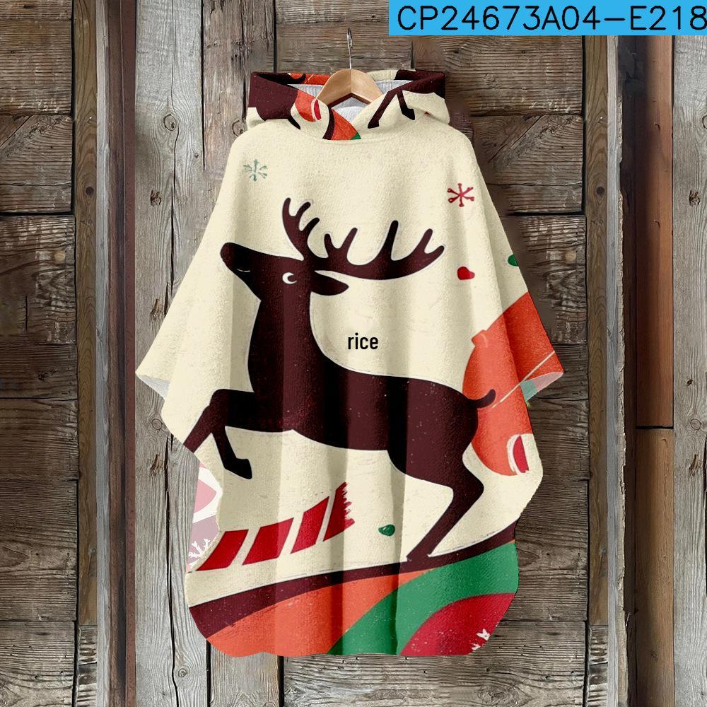 Digital Print Women's Hooded Cloak for Halloween and Christmas