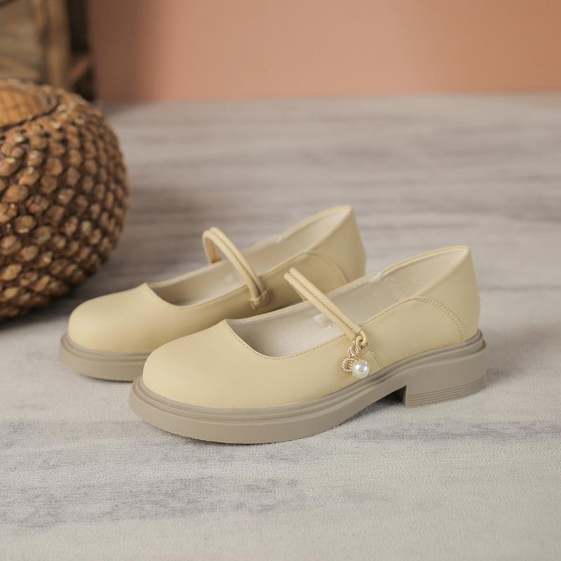 Echtes Leder flach für Huizhou Damen Schuhe Traube Mutter gleiche kleine Lederschuhe erhöht dicke Sohlen neue vielseitige Schuhe Kinder