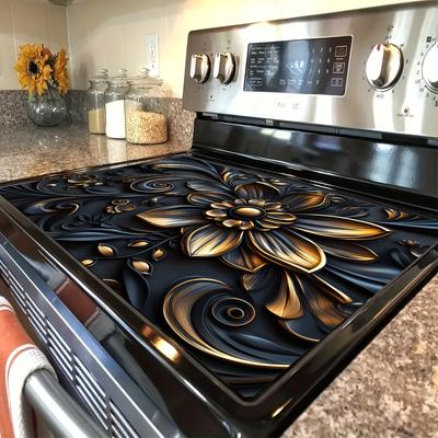 1Pcs Golden Floral Rubber Drying Mat Tableware For Coffee Shop Kitchen Carpet Tableware Durable Diatom Mud Table Mat Pet Coffeeware Mat
