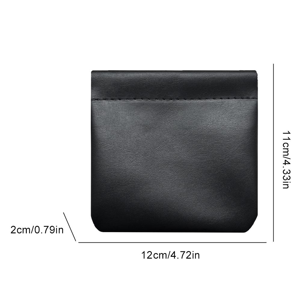 PU Leather Cosmetic Pouch Jewelry Storage Bag Self-Closing Portable Travel Bag Versatile Headphones Keys Storage Organizer Purse