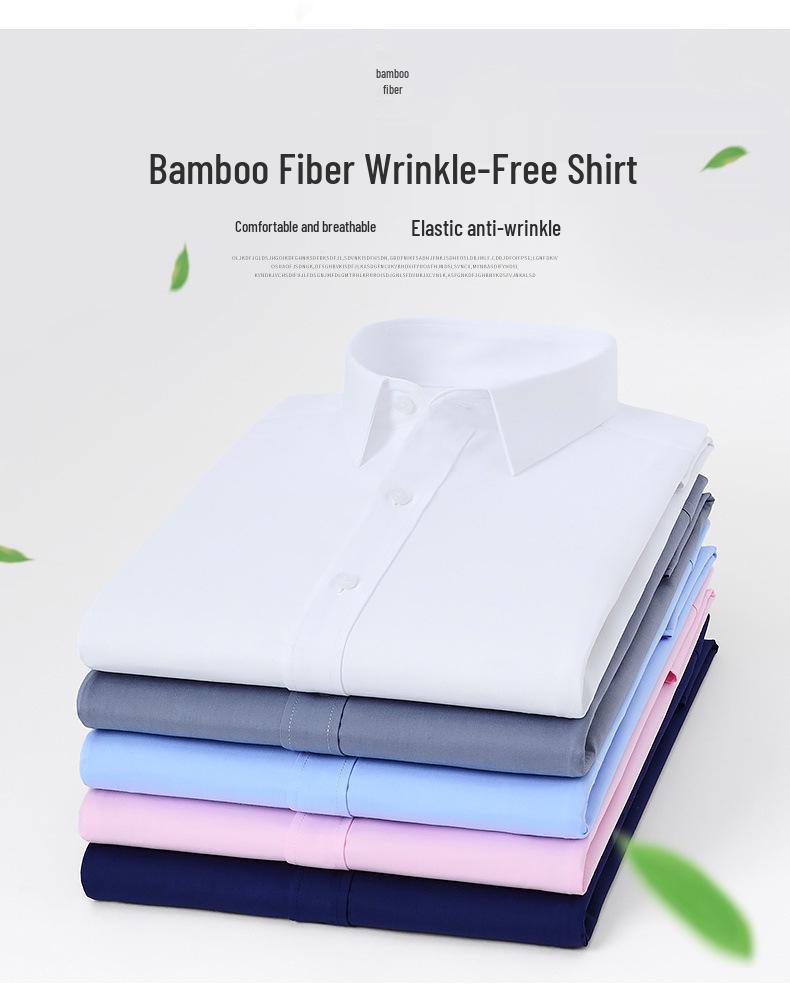 Youth Casual Slim Fit Men's Shirt: Solid Color, Light Business, Turn-Down Collar, Fashion Work Uniform