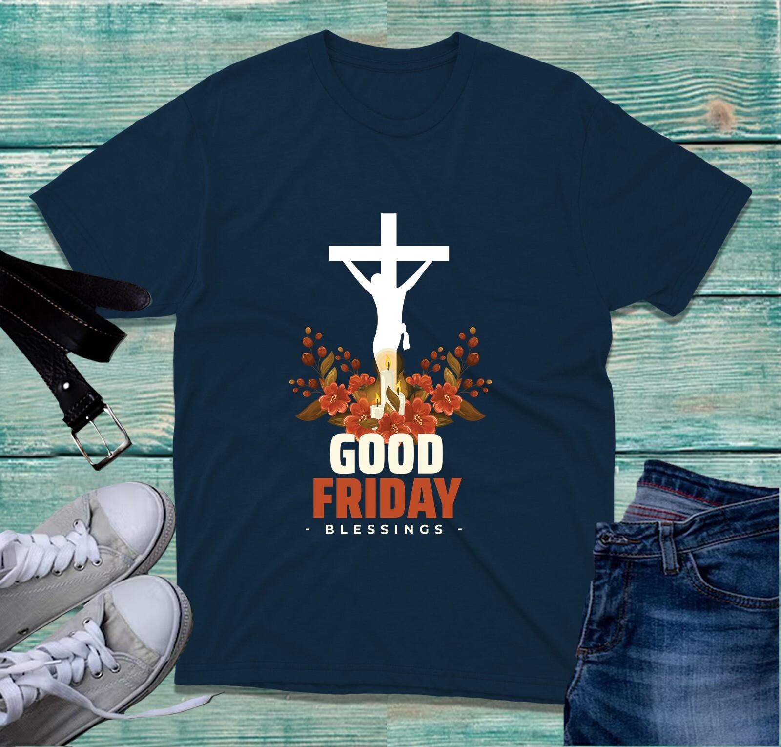 Good Friday Jesus On Cross Faith T-Shirt Peace Of Holy Week Christian Easter Top S