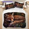 Fuchs-Muster Bettwäsche Steppdecke Set Bettbezug Kissenbezug Heimdekoration Geburtstagsgeschenk (1 Bettbezug + 2 Kissenbezüge, ohne Füllung)