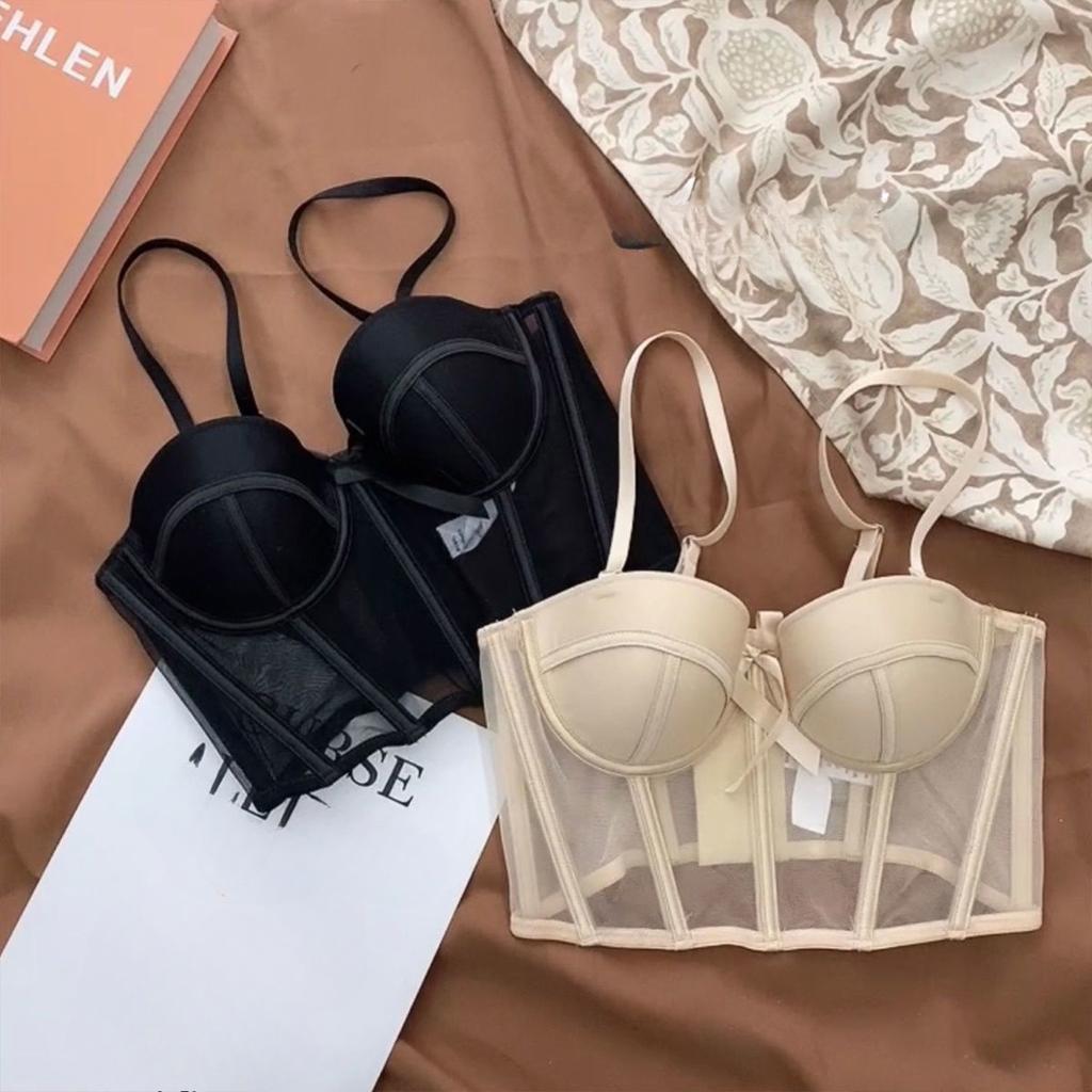 Sexy Women Bras Lace Transparent Backless Long Underwear 3/4 Cup Push Up Bras For Female Inner Tops Adjustable Girls Sexy Lingerie Women's Bras