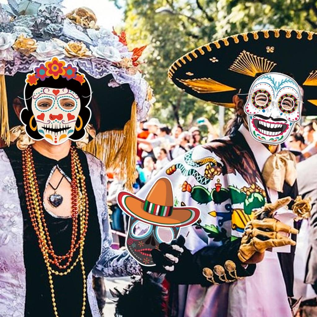 Mexican Day Of The Dead Decoration Masks Day Of The Dead Party Decoration Face Decorations Spooky Selfie Photo Props