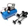 6L 170 PSI 12V/24V  4 Air Train Chrome Horn Trumpet Vehicle Blue Compressor Tubing 150dB