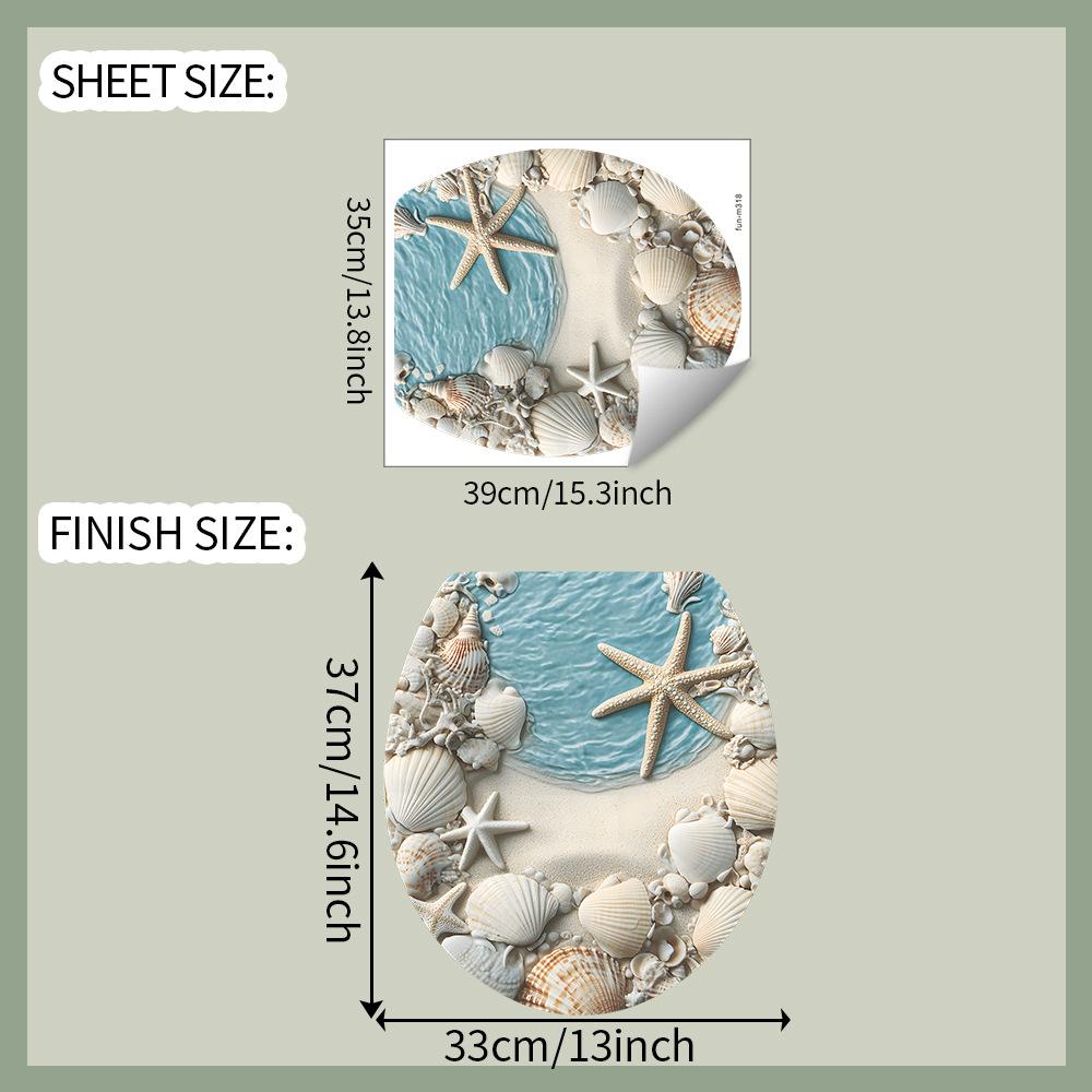 1pc Beach Starfish Shell Bathroom Toilet Sticker Beautifying Decorative Wall Sticker Room Decoration