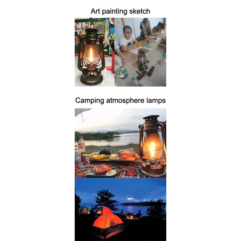 1Pc 25Cm Bronze Kerosene Lamp Retro Horse Lamp Camping Lamp Outdoor Tent Lamp Emergency Camping Portable Hanging Lamp