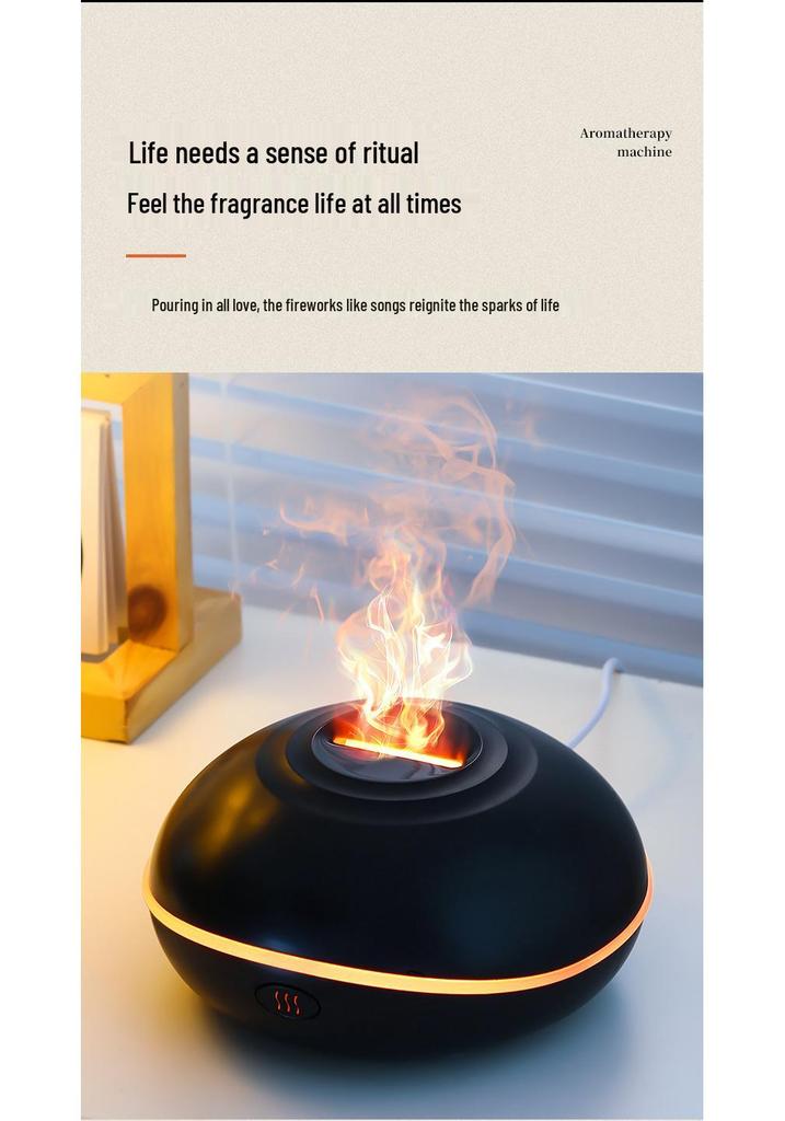 Seven-Color Simulated Flame Aroma Diffuser & Humidifier with Gradient Light
