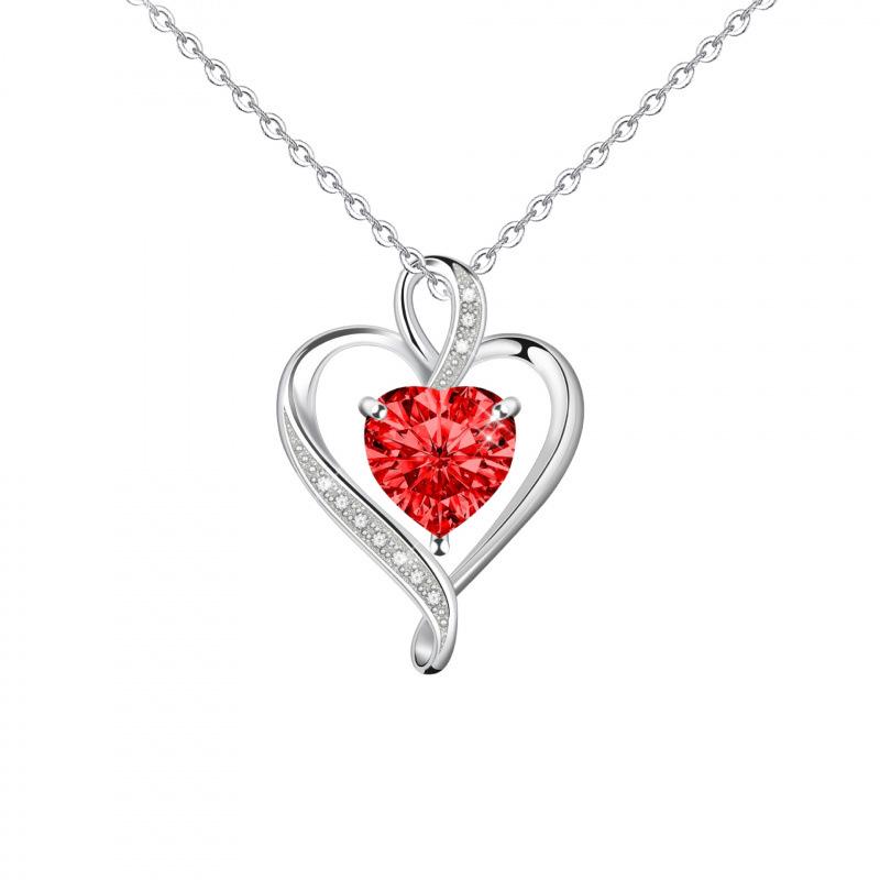 Love At First Sight Heart Zirconia Necklace & Earring Set - Versatile Heart Pendant Clavicle Chain