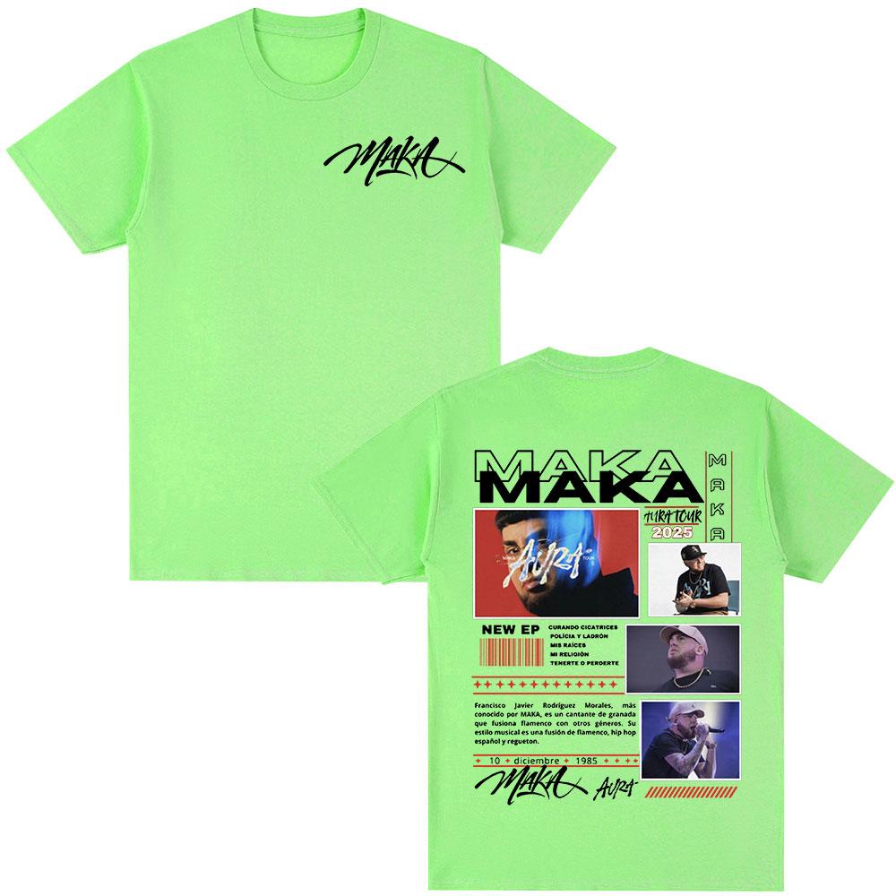 

Rapper Maka Aura 2025 Tour Merch T Shirts Men Women Fashion Vintage Street T-shirt Casual Cotton Short Sleeve T Shirt Streetwear 4XL