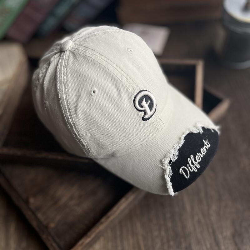 Hole Design Trendy Baseball Cap American Street Broken Edge Baseball Cap Casual Letter Cap Couple Soft Top Trendy Vintage Washed Baseball Cap Adjustable