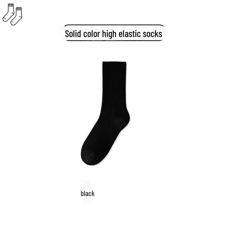 

Женские хлопковые носки средней длины, дезодорирующие и впитывающие пот, черные в японском стиле для весны, осени и зимы чёрный