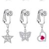 Women Fake Belly Button Rings Earrings Zircon Non Piercing Navel Rings Ear Clips Jewelry Accessories For Girls