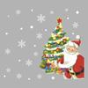 Santa Claus Christmas Tree Decorated with Snow Atmosphere Glass Windows Window Stickers