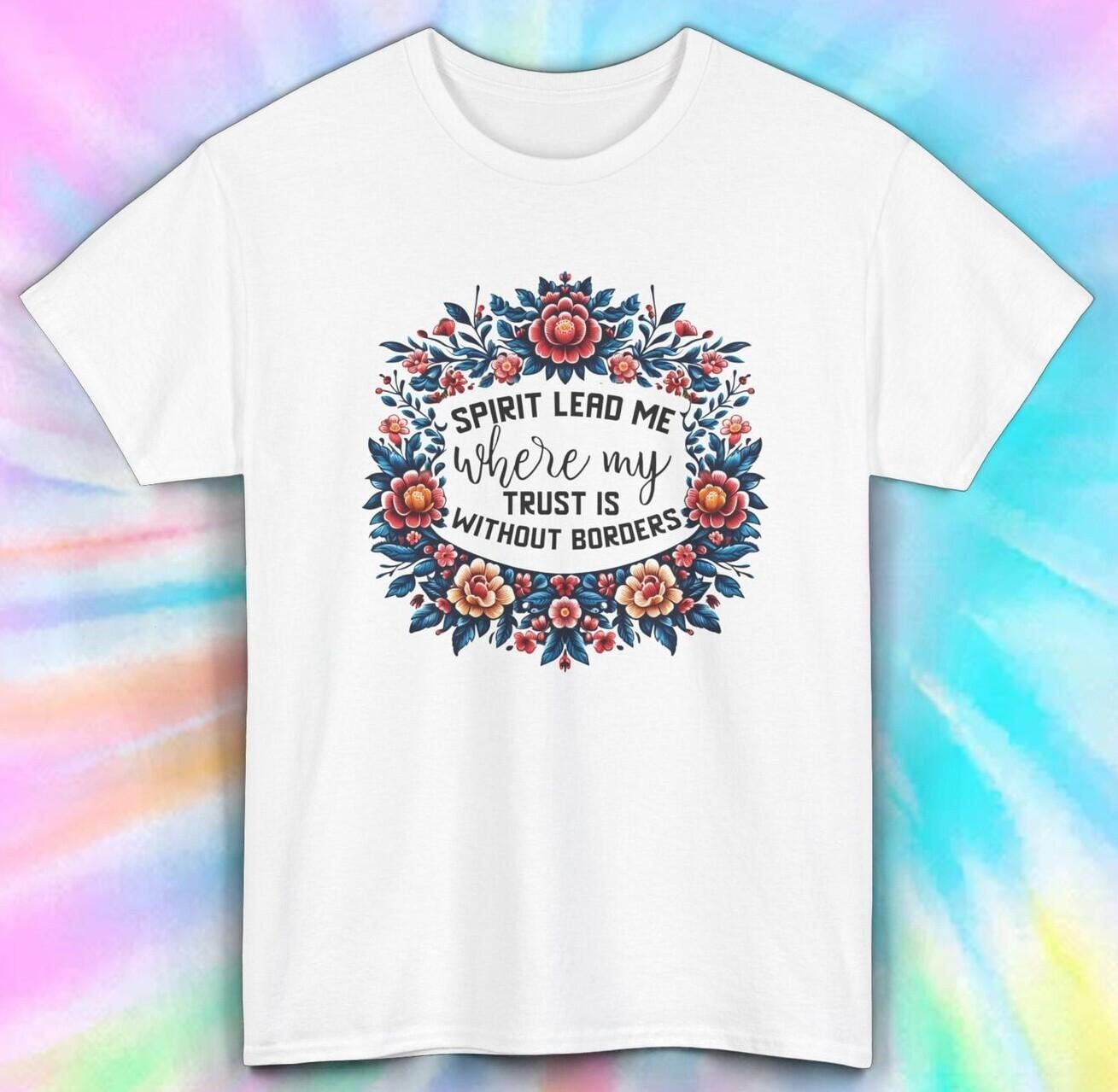 Spirit Lead Me T-Shirt |Christian Faith Floral Tee Inspirational Religious Shirt M