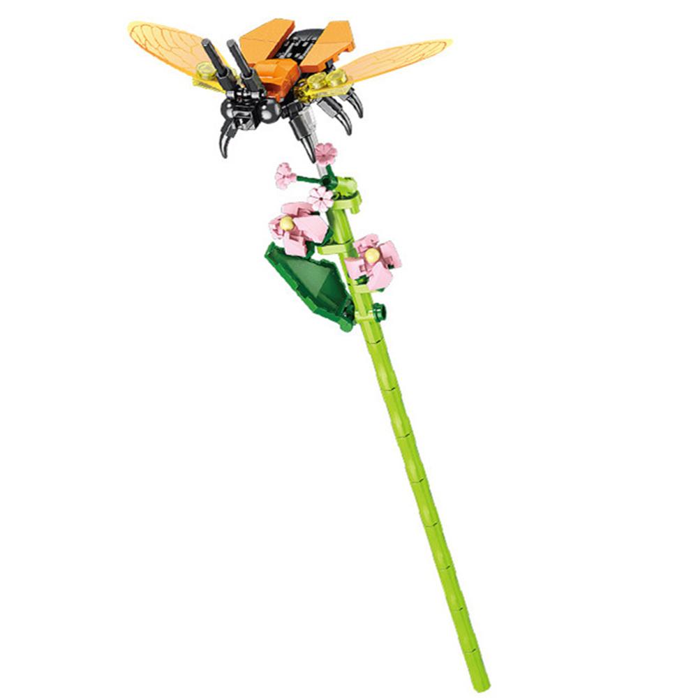 City Creativity Insect Bouquet Bonsai Potted Plant Flower Bouquet Building Blocks Bricks Model Home Decoration Toy For Kids
