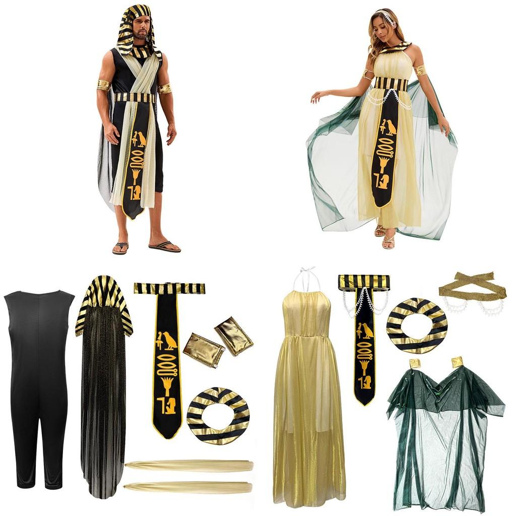 Egyptian Pharaoh Cleopatra Cosplay Costume With Polyester Fabric For Adults