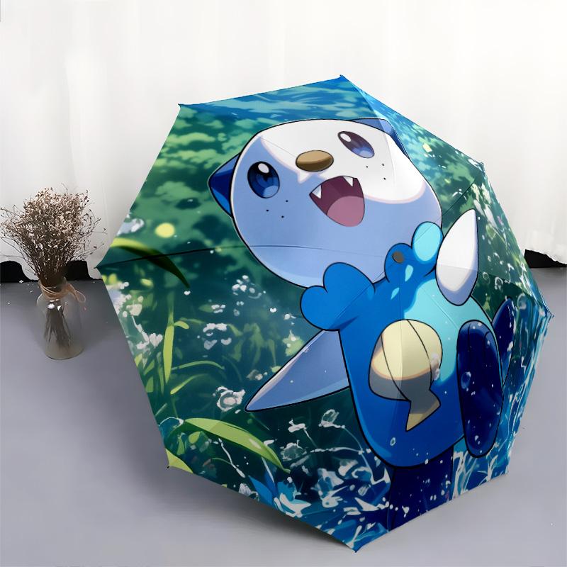Piplup and Bulbasaur  pattern, automatic folding umbrella, portable and foldable design, 8 ribs, a Christmas or birthday gift.