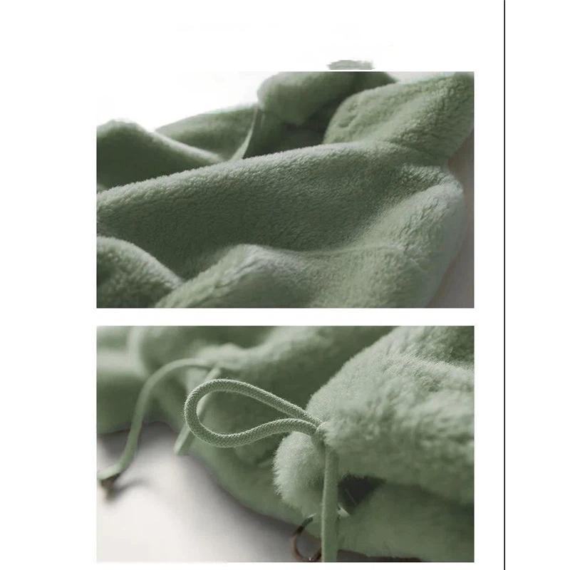 Women's Winter Double Sided Fleece Warm High Neck Coral Fleece Top Jacket