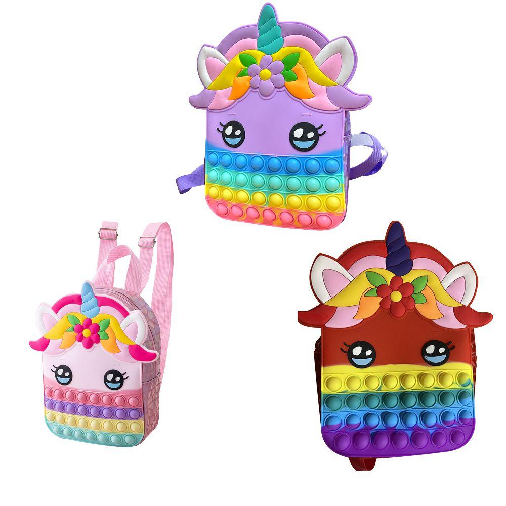 Sparkling Unicorn Pop Fidget It Toys Backpack Bag Stress Relief Toy For Kids