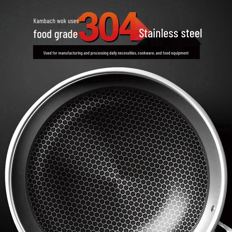 Kambach 304 Stainless Steel Honeycomb Non-stick Wok