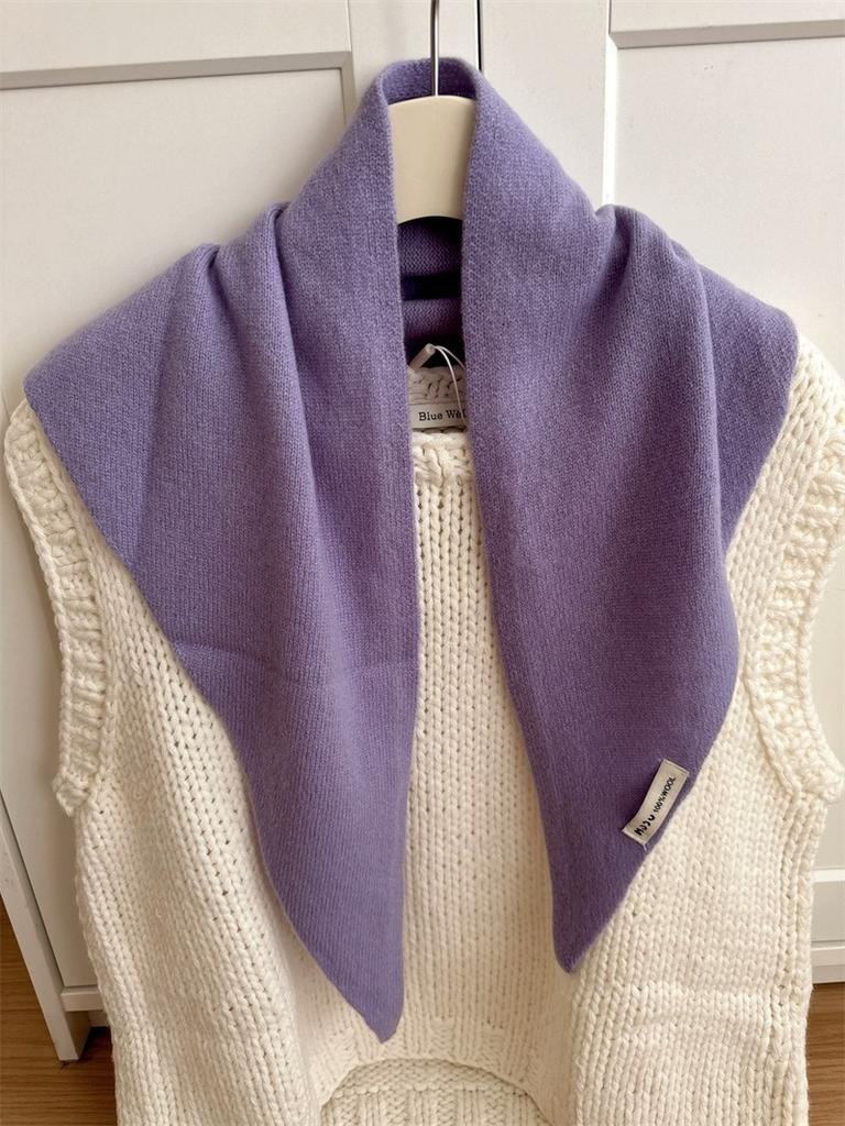 British Korean Triangle Scarf Niche Wool Triangular  Women Head Scarf  Warm French-girl Fashion Multi-functional  Knitted Scarf