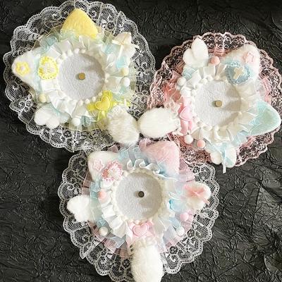5.8-7.5cm Cartoon Anime Badge Pin Holder Lace Ruffle Cartoon Kitten Badge Clip Case Displaying Badge Protector Student Supplies