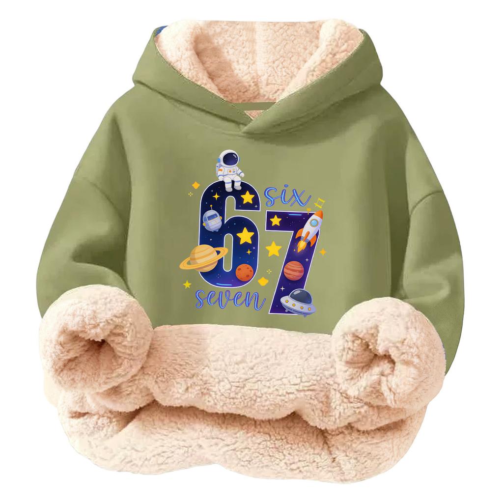 Children's Fashionable Printing Casual Fleece Hooded Loose Fit Hoodie Without Pockets