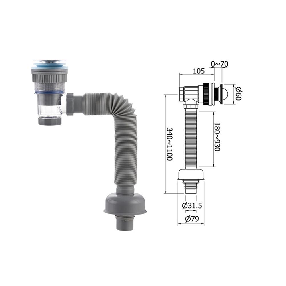 

Сливная труба для раковины в ванной комнате Гибкая раковина Пластиковый сливной шланг Сливная труба для кухонной раковины Выдвижной дезодорирующий дренажный шланг для канализации серый
