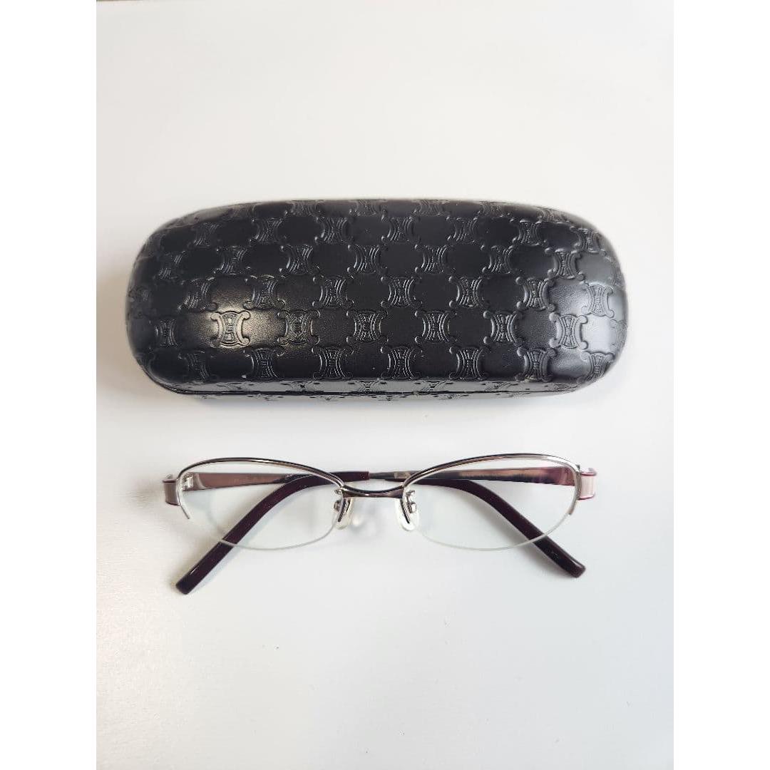 Used [Made in Japan] CELINE Glasses Frame Titanium Macadam Logo Case Included