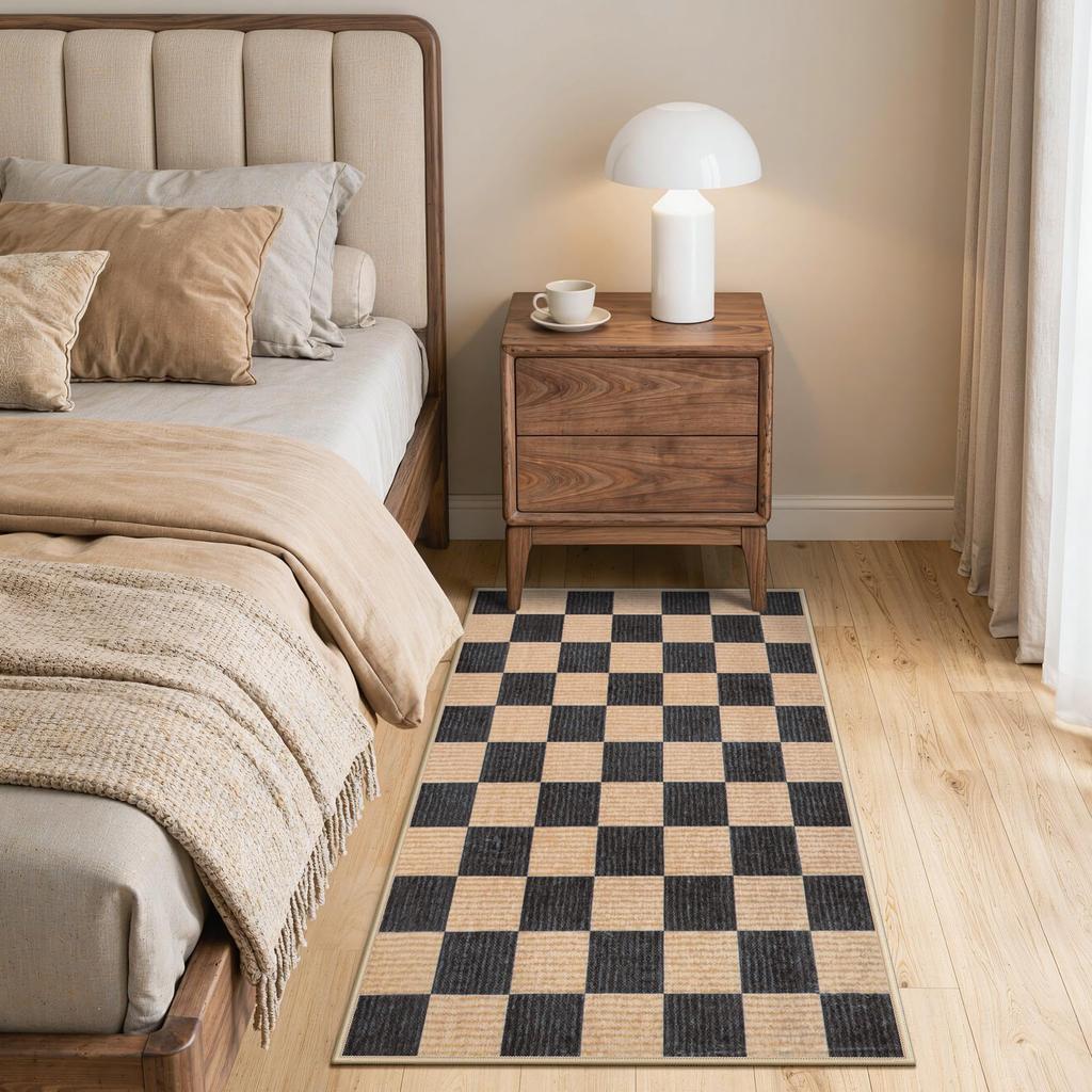 HAOCOO Washable Rug, Approximately 1 Tatami Mat (90x150cm), Suitable for All Seasons, Scandinavian Style, Modern, Fluffy, Non-Slip, Soundproof, Antiba