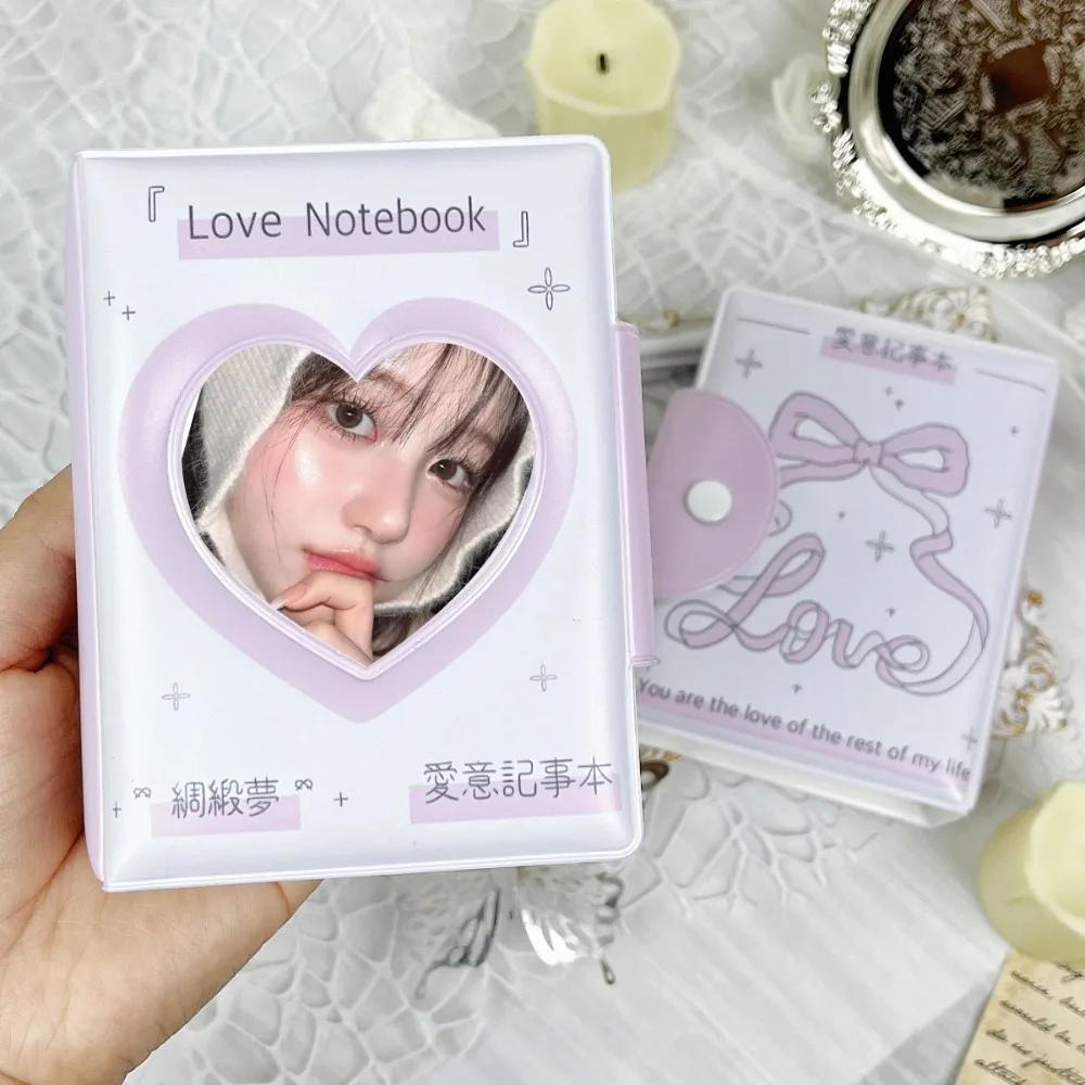 Cute Love Bow Card Album PVC with 16 Internal Pages Idol Card Collect Book Collectible Card Album 3 Inch Mini Photocard Binder