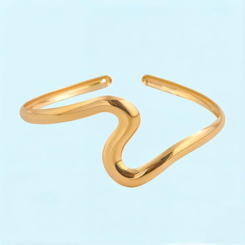Geometric Metal Arm Bangle Set: Adjustable, Hollow, Exaggerated Design for Women