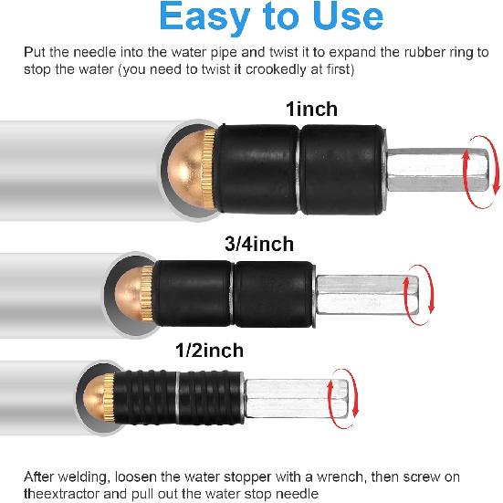 Pipe Water Stopper Kit, Hot-Melt Water Stop Pin Needles for Fast Water Line Pipe Leakage Repairs, Stainless Steel Copper Pipe Water Stopper Tool for